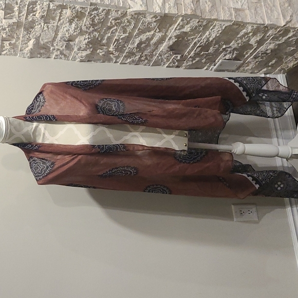 Scarf 100% Viscose rusty brown, blk and white - Picture 1 of 7